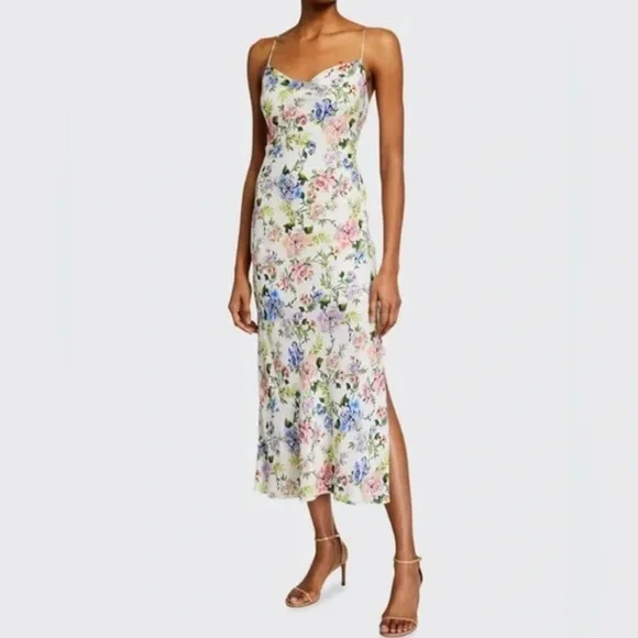 NWT Alice + Olivia Harmony Gardenia Floral Maxi Slip Dress Size 8 - Picture 1 of 9